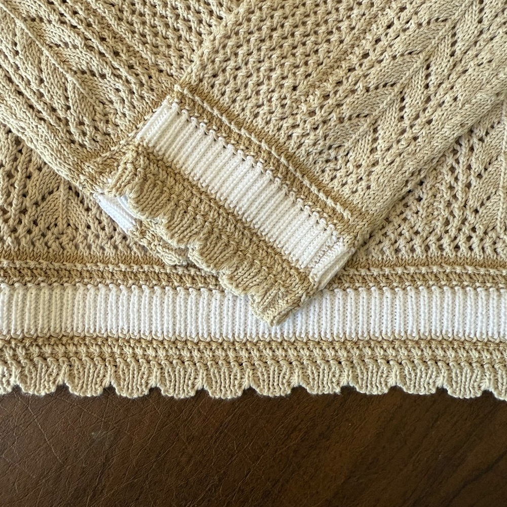 NWT Talbots Cream & White V-Neck Women's Sweater SZ M (Summer 2025) - Picture 7 of 16